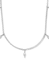 Zilveren collier - Gerhodineerd - Zirkonia - 41 + 4 cm