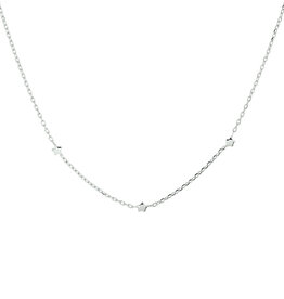 Zilveren collier - Gerhodineerd - Sterretjes - 41 + 5 cm
