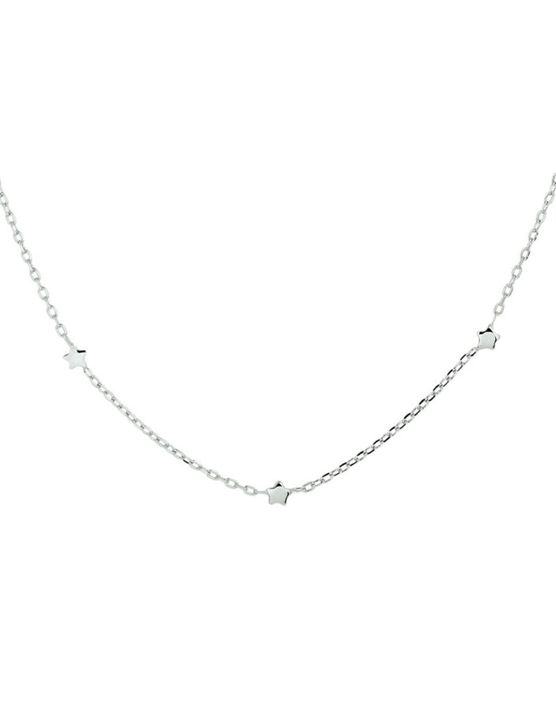 Zilveren collier - Gerhodineerd - Sterretjes - 41 + 5 cm