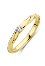 Gouden ring - 14 karaats - Diamant 0.05 ct H SI - Maat 17.75