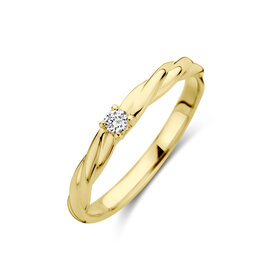 Gouden ring - 14 karaats - Diamant 0.05 ct H SI - Maat 17.75