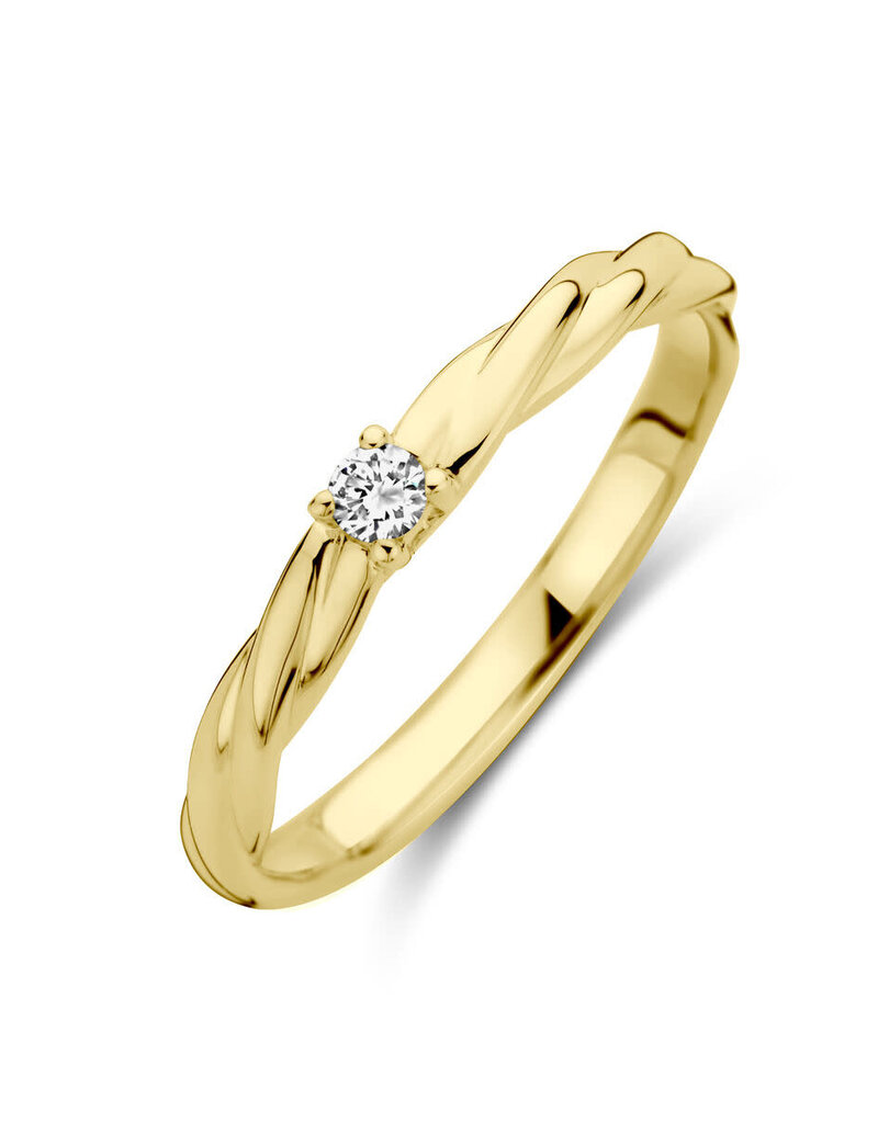 Gouden ring - 14 karaats - Diamant 0.05 ct H SI - Maat 17.75