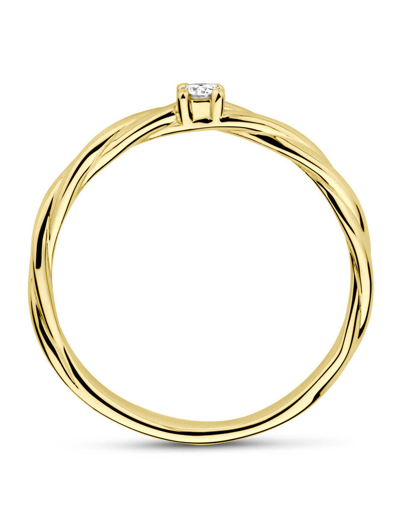 Gouden ring - 14 karaats - Diamant 0.05 ct H SI - Maat 17.75