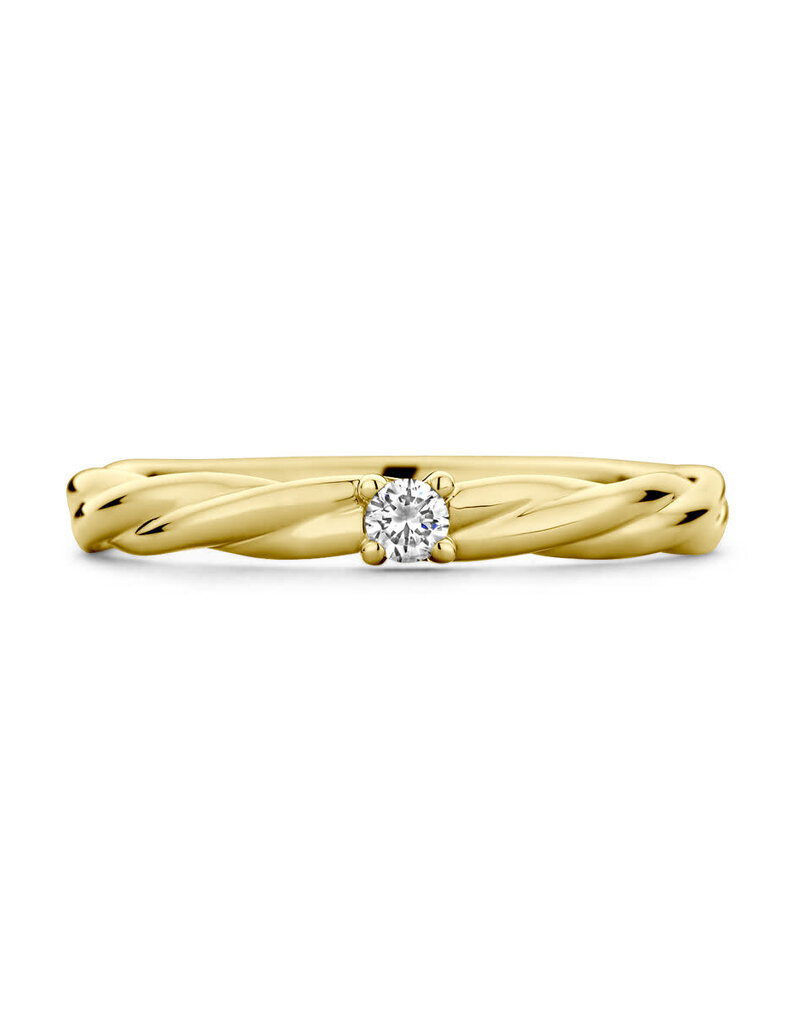 Gouden ring - 14 karaats - Diamant 0.05 ct H SI - Maat 17.75
