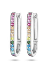 Zilveren oorringen - Gerhodineerd - Zirkonia kleurenmix
