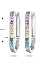 Zilveren oorringen - Gerhodineerd - Zirkonia kleurenmix