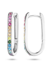 Zilveren oorringen - Gerhodineerd - Zirkonia kleurenmix