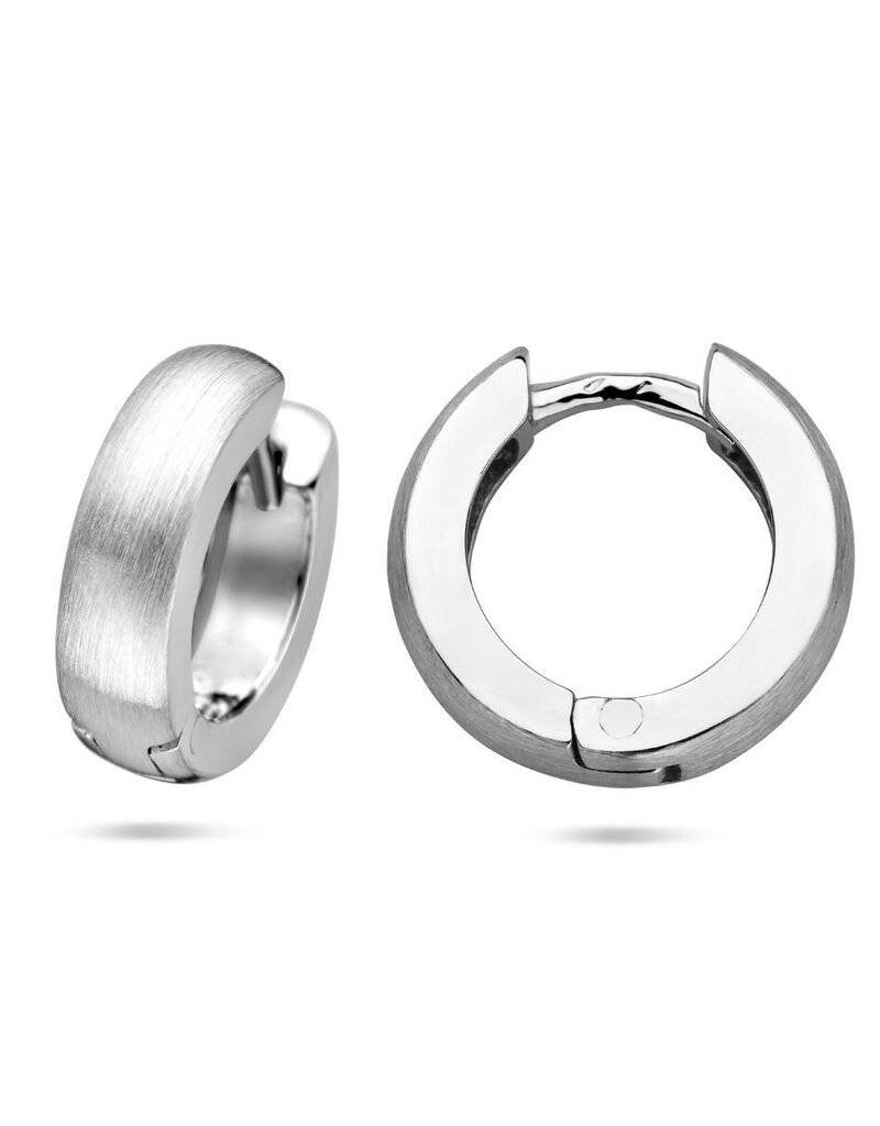 Zilveren oorringen - Gerhodineerd - 4 mm - Mat