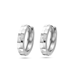 Zilveren oorringen - Gerhodineerd - Gediamanteerd