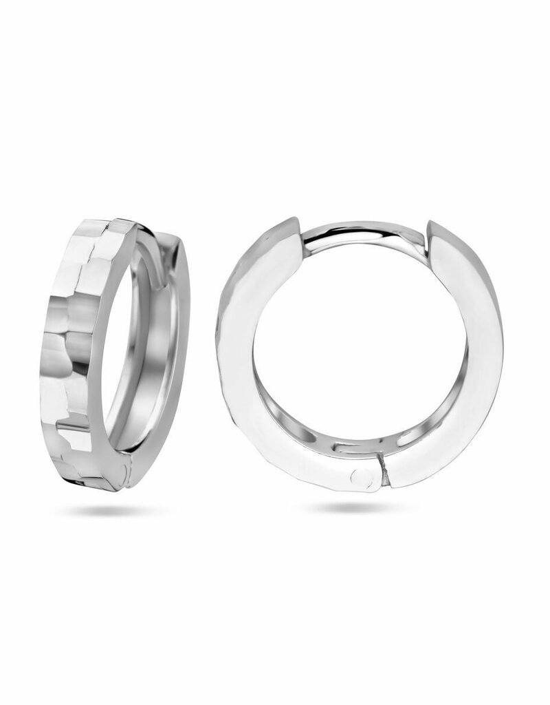 Zilveren oorringen - Gerhodineerd - Gediamanteerd