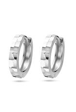 Zilveren oorringen - Gerhodineerd - Gediamanteerd