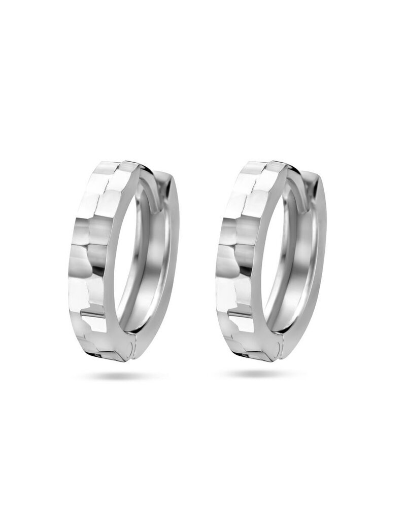 Zilveren oorringen - Gerhodineerd - Gediamanteerd