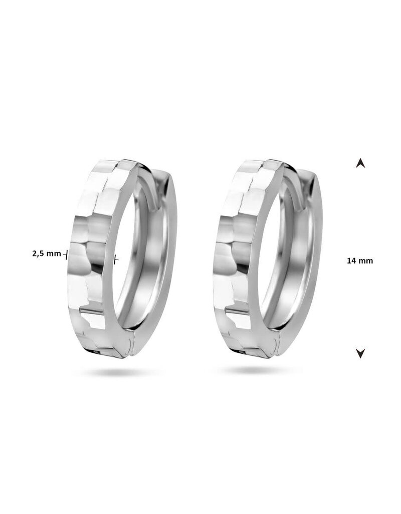 Zilveren oorringen - Gerhodineerd - Gediamanteerd