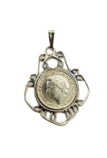 Occasions by Marleen Occasions by Marleen - Zilveren hanger - Dubbeltje - Juliana en Wilhemina