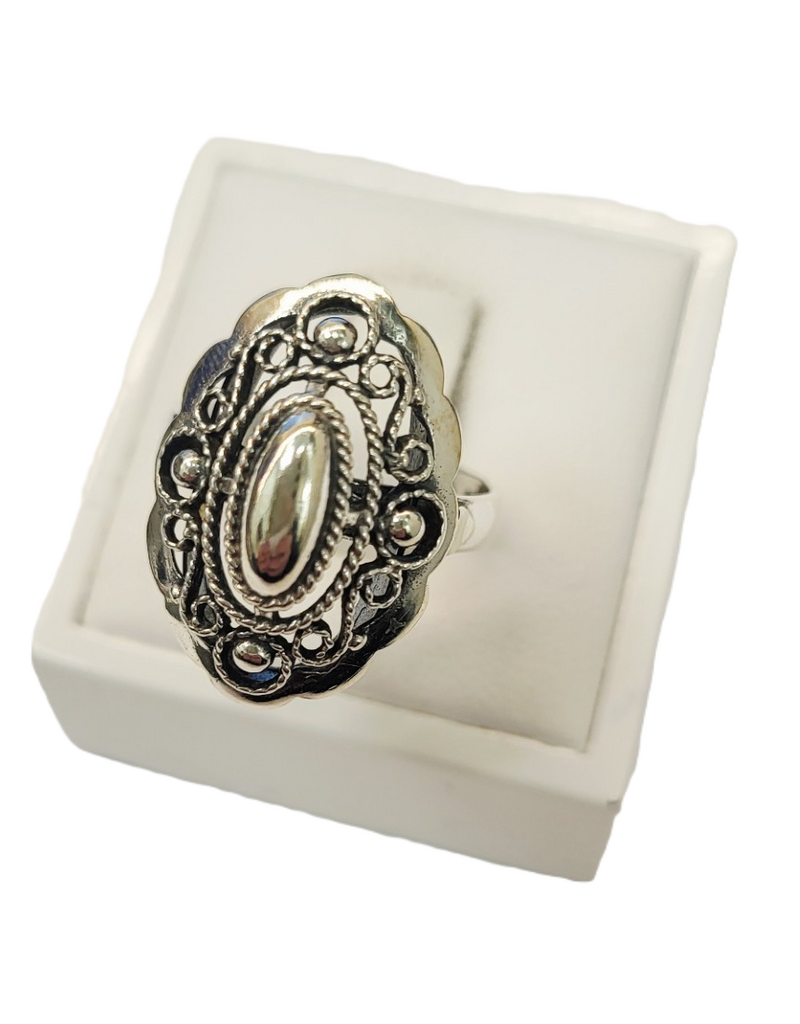 Occasions by Marleen Occasions by Marleen - Zilveren ring - Oud Hollands - Ovaal opengewerkt - 18.5