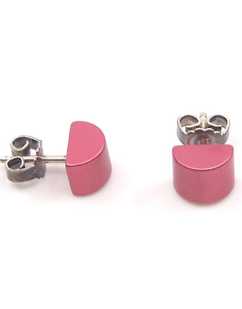 Otracosa Otracosa - Aluminium oorknoppen met zilveren steker - ST309 Donker roze