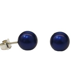 Otracosa Otracosa - Aluminium oorknoppen met zilveren steker - ST303 Donker Blauw