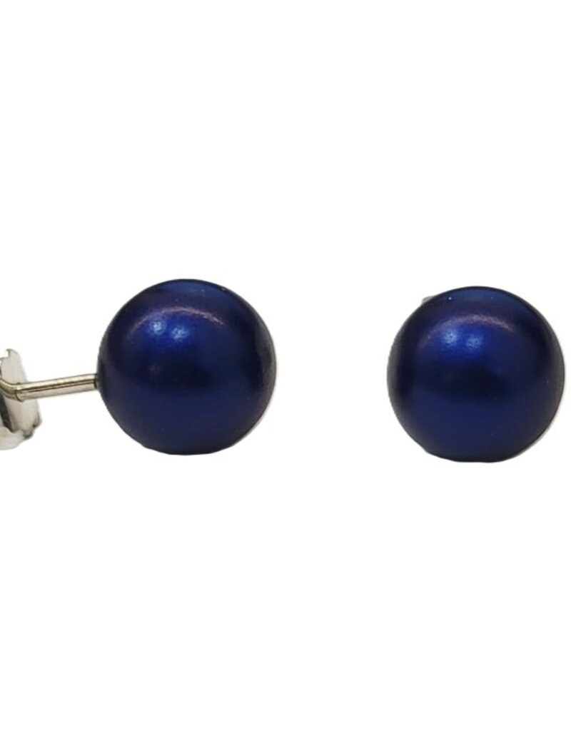 Otracosa Otracosa - Aluminium oorknoppen met zilveren steker - ST303 Donker Blauw