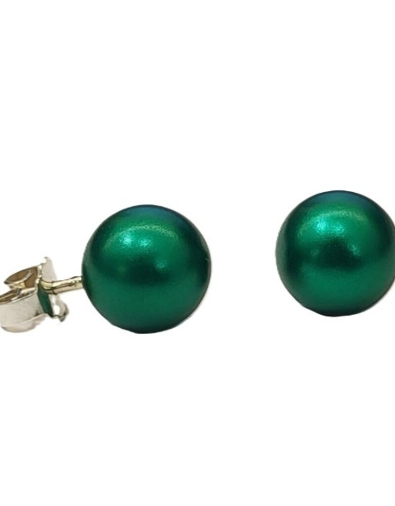 Otracosa Otracosa - Aluminium oorknoppen met zilveren steker - ST303 Donker groen