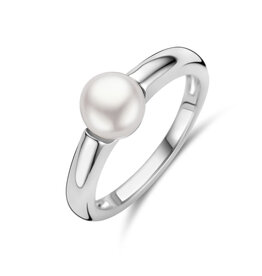 Zilveren ring - Gerhodineerd - Zoetwaterparel - Maat 17.75