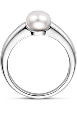 Zilveren ring - Gerhodineerd - Zoetwaterparel - Maat 17.75