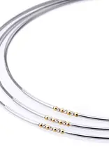 Stalen collier - Zilveren / vergulde elementen - Medea - 45 cm