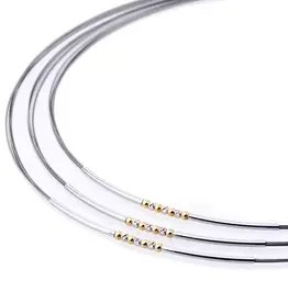 Stalen collier - Zilveren / vergulde elementen - Medea - 45 cm