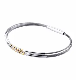 Stalen armband - Zilveren / vergulde elementen - Medea - 19 cm