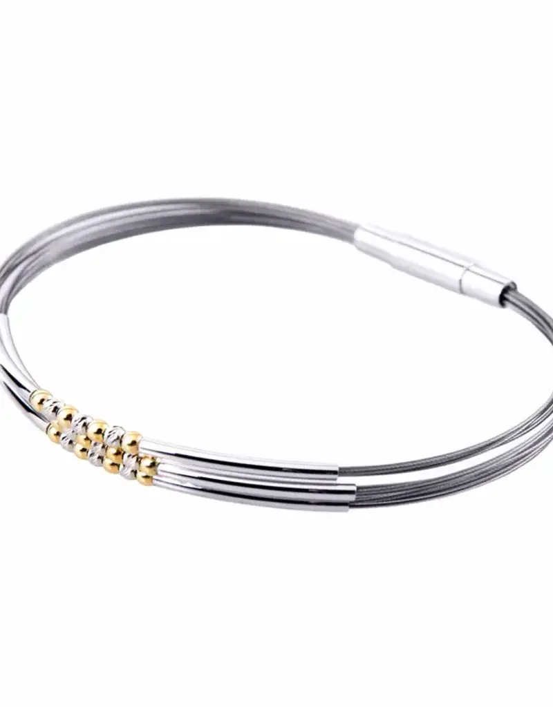 Stalen armband - Zilveren / vergulde elementen - Medea - 19 cm