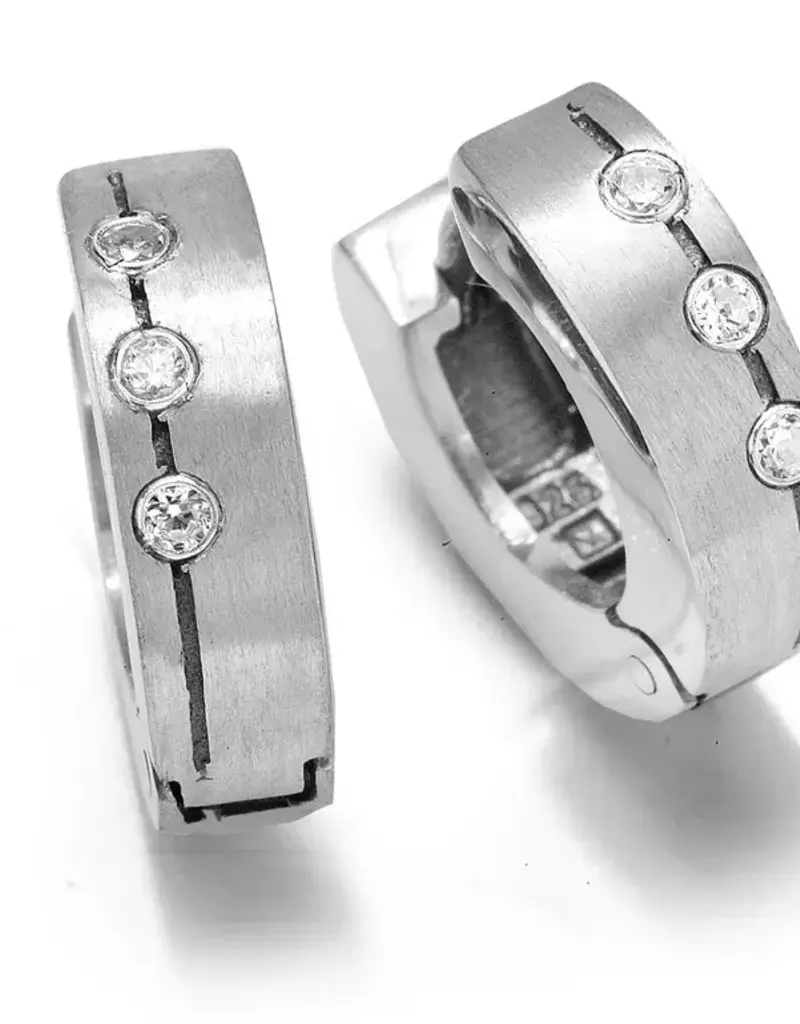 Jwls4u Zilveren oorringen - Gerhodineerd - Mat - Zirkonia