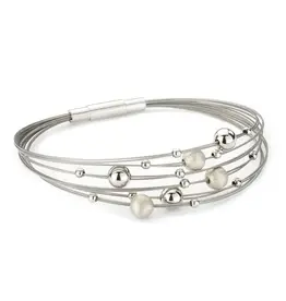 Stalen armband - Zilveren elementen - Universe - 19 cm