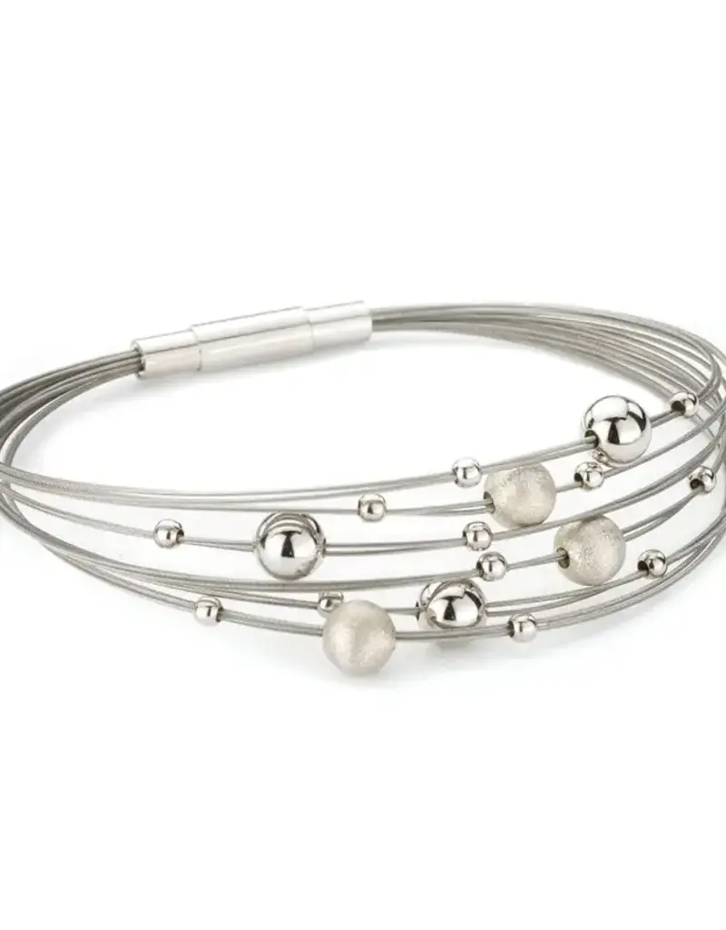 Stalen armband - Zilveren elementen - Universe - 19 cm
