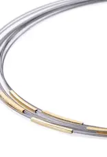 Stalen collier - Zilveren / vergulde elementen - Galileo - 43 cm