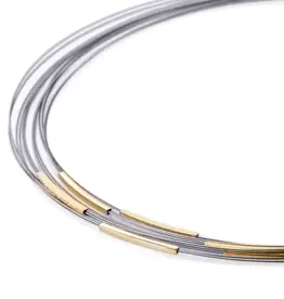 Stalen collier - Zilveren / vergulde elementen - Galileo - 43 cm