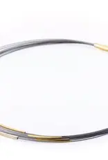 Stalen collier - Zilveren / vergulde elementen - Galileo - 43 cm