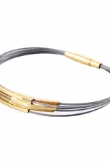 Stalen armband - Zilveren / vergulde elementen - Galileo - 19 cm