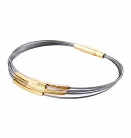 Stalen armband - Zilveren / vergulde elementen - Galileo - 19 cm