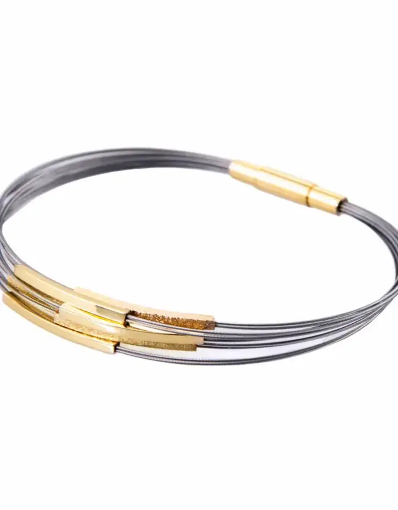 Stalen armband - Zilveren / vergulde elementen - Galileo - 19 cm