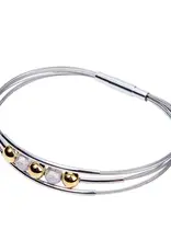 Stalen armband - Zilveren / vergulde elementen - Madeira - 19 cm