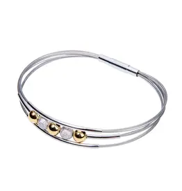 Stalen armband - Zilveren / vergulde elementen - Madeira - 19 cm