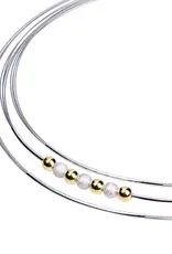 Stalen collier - Zilveren / vergulde elementen - Madeira - 43 cm
