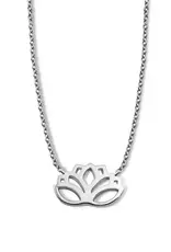 Jwls4u Zilveren collier - Gerhodineerd - Lotus - 42-45cm