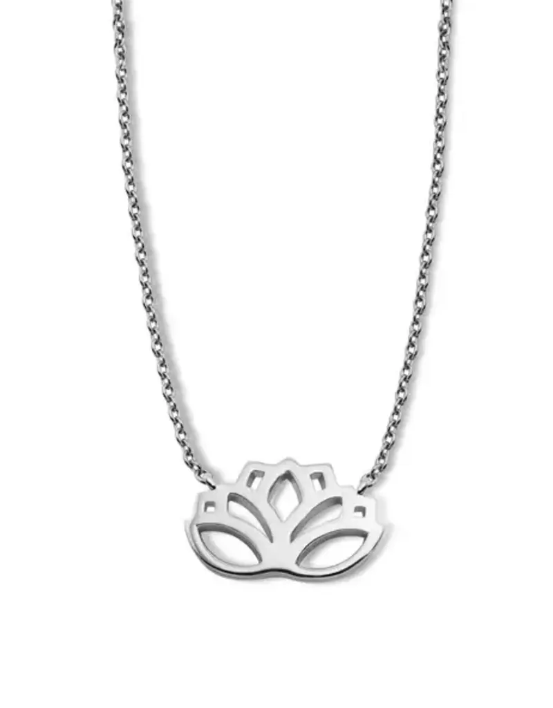 Jwls4u Zilveren collier - Gerhodineerd - Lotus - 42-45cm