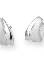 Zilveren oorknoppen - Gerhodineerd - Mat/glanzend - Zirkonia