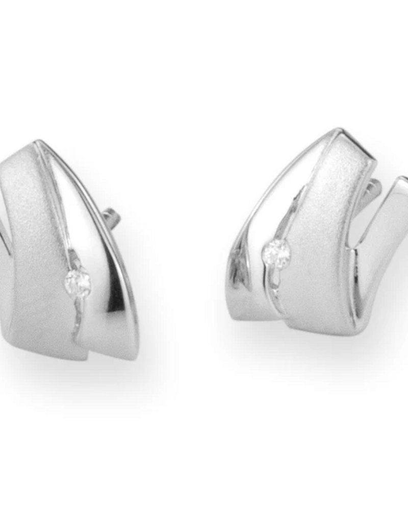 Zilveren oorknoppen - Gerhodineerd - Mat/glanzend - Zirkonia