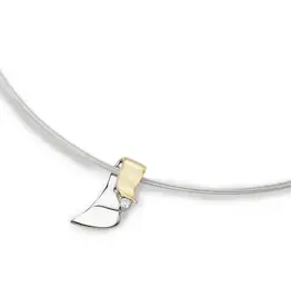 Stalen collier - Zilver/ vergulde hanger - 45 cm