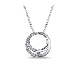 Gisser Zilveren collier - Gerhodineerd - Zirkonia - 42+3 cm