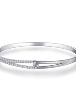 Gisser Zilveren Bangle - Gerhodineerd - Zirkonia - 60