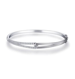 Gisser Zilveren Bangle - Gerhodineerd - Zirkonia - 60