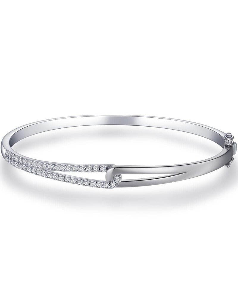 Gisser Zilveren Bangle - Gerhodineerd - Zirkonia - 60
